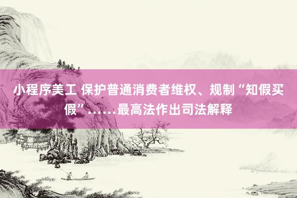 小程序美工 保护普通消费者维权、规制“知假买假”……最高法作出司法解释