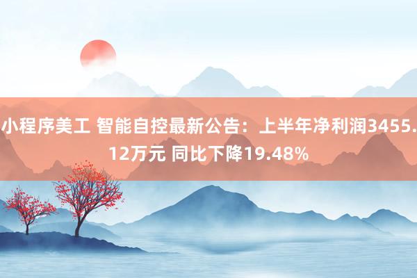 小程序美工 智能自控最新公告：上半年净利润3455.12万元 同比下降19.48%